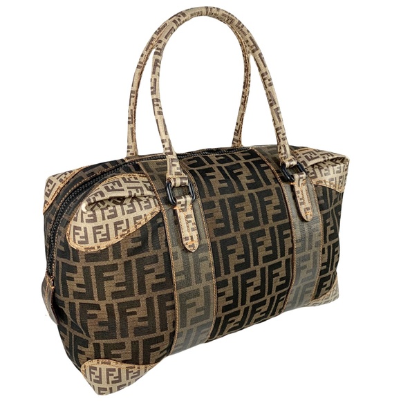 FENDI Mixed Media Boston Satchel Bag - Picture 2 of 16